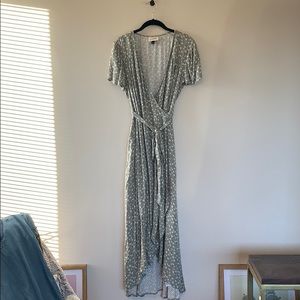 High Low Green Wrap Dress